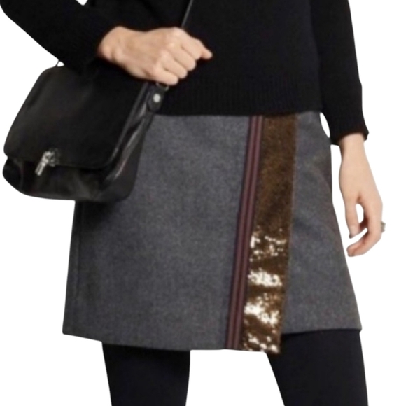 J. Crew Dresses & Skirts - J. Crew Wool Blend Origami Skirt Mini Sequins Gray Women's Size 4